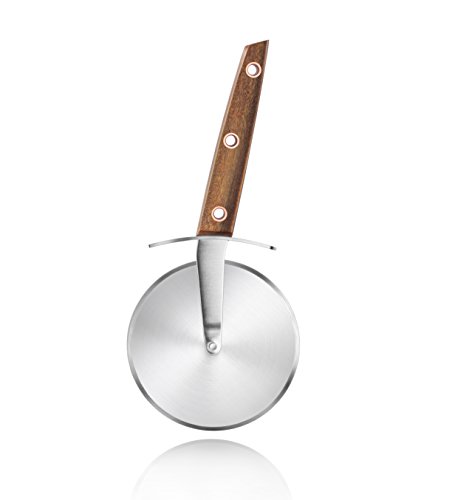 Artaste 60027 Stainless Steel Pizza Cutter with Solid Wood Handle 4 Diameter Silver
