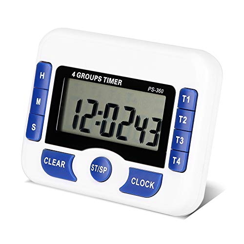 Kitchen Timer Digital 4-Channel Independent Group Timer Countdown Magnetic Kitchen Cooking Clock D for CookingHairdressingExerciseShowerLaboratory