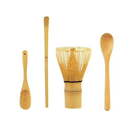 BambooMN Japanese Tea Set Matcha Whisk Chasen Traditional Scoop Chashaku Deep Scoop Teaspoon The Perfect Set to Prepare a Traditional Cup of Matcha - 1 Set