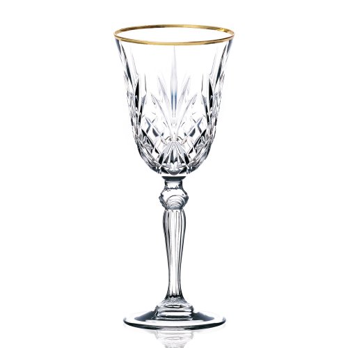 Lorren Home Trends Siena Collection Crystal Cordial Liquor Glass with Gold Band Design Set of 4