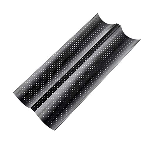 AMPM24Primeridian 2 Grooves Wave French Bread Baking Tray Carbon Steel Mold Non-Stick Perforated Baking Tool for Baguette Bake Pan