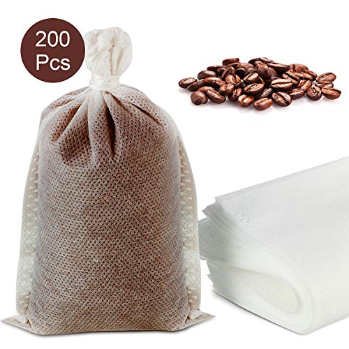 No Mess Cold Brew Coffee Filters200 Pieces No Mess Coffee Filter Mesh Tea Filter Bags Disposable Mesh Brewing Bags with Drawstring for Concentrate Iced Coffee Maker Cold Brew Coffee Loose Leaf Tea