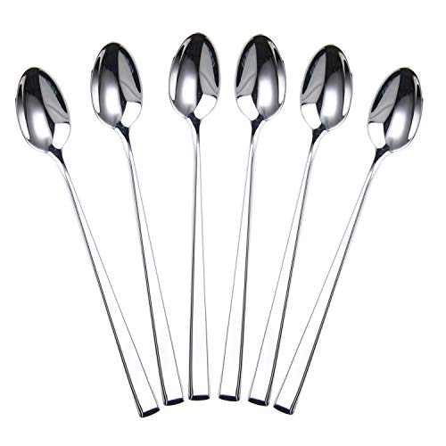 HISSF Iced Tea Spoon Long Handle Spoon1810 Stainless Steel Mixing Spoon Set for Tea Dessert Cocktail 6pcs Stirring Spoon 728inches