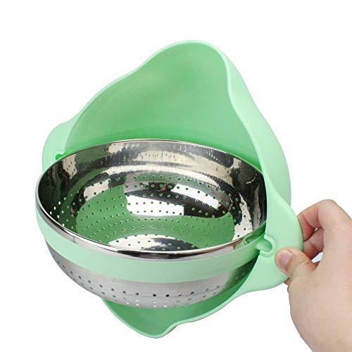 Colander Stainless Steel Collapsible Self-draining Strainer And Washing Bowl Set For Rice Fruit Vegetable Pasta Spaghetti Grains