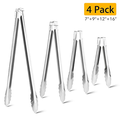 Stainless Steel Tongs barbecue grill kitchen cooking serving food tong sets 4 pack tools use for salad toaster bbq snake grilling sugar Premium 1810 304 steel 7 9 12 16 TO-08