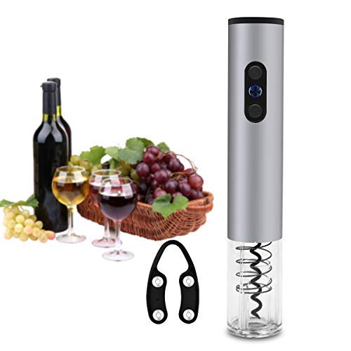 Electric Wine Opener Aluminium Alloy Automatic Wine Bottle Opener with Foil Cutter - Silver