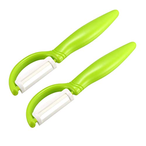 uxcell Multi-Peel Straight Peeler Easy Grip Handles Ceramic Cutter for Kitchen Vegetable Fruit Green 2Pcs