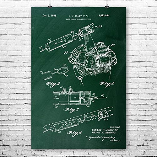 Patent Earth Hair Curler Poster Print Hairdresser Stylist Gift Hair Salon Cosmetologist Beautician Gift Curling Iron