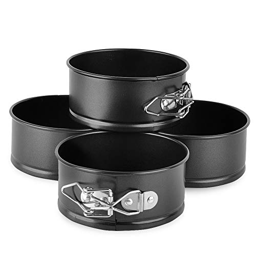 Springform Pan Set of 4 Alotpower 4 Inch Non-Stick Leakproof Round Cake Pans Small Cheesecake Pan with Removable Bottom Pan for Mini Cheesecakes Pizzas and Quiches