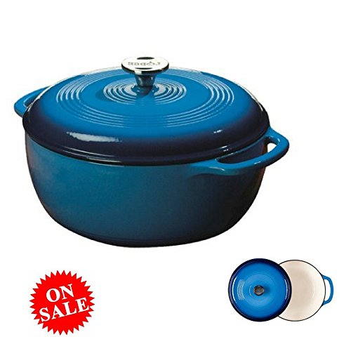 Oval Dutch Oven Cast Iron 6qt Round Cookware Blue Cooking Pot With Lid Indoor Use Only eBook By Easy&FunDeals