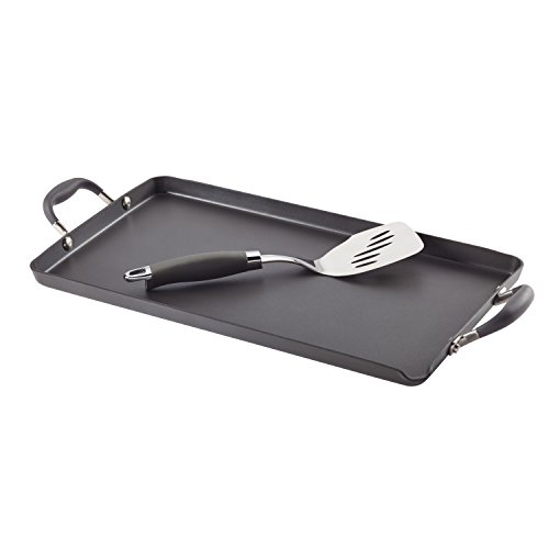Anolon 82854 Advanced Hard Anodized Nonstick Griddle PanFlat Grill 18 Inch x 10 Inch Gray