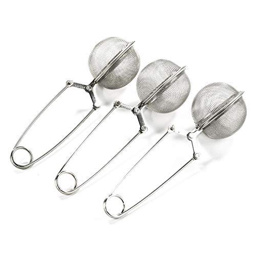 3 Pack Snap Ball Tea Strainer with Handle for Loose Leaf Tea and Mulling Spices Stainless Steel Strainer Perfect Pincer Tea Ball Infuser Tea Filter Tong by ARTIST