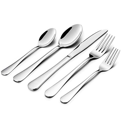 Flatware Silverware Set HaWare 40-Piece Stainless Steel Cutlery Set Classic and Elegant Design Service for 8 Basis Tableware Dishwasher Safe