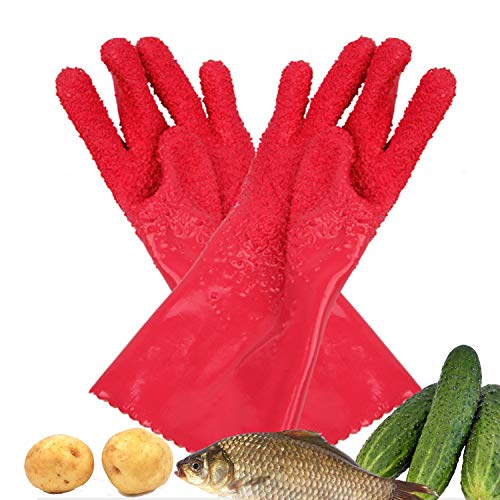 1 Pair Peelers Gloves-Creative Fruit Vegetable Potato Processing Tools Rubber Peelers Gloves Cooking Tools Kitchen Gadget Left and right hand Color  Red