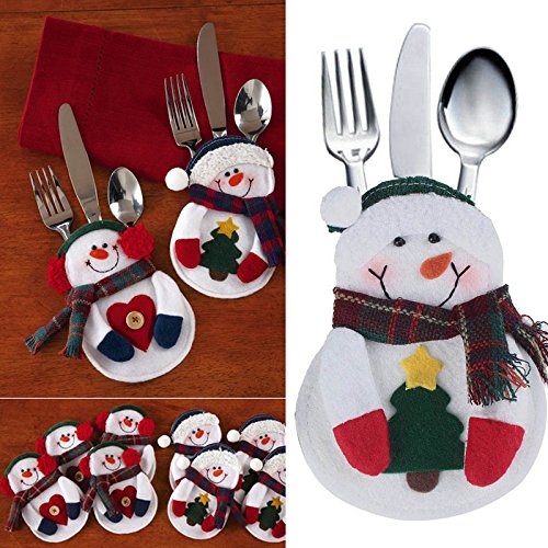 Vktech Xmas Decor Snowman Kitchen Tableware Holder Set of 8