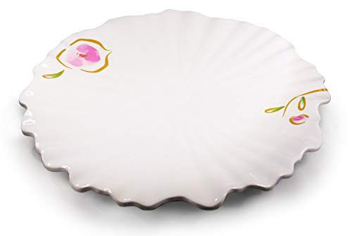 Melamine Tray - 17 Large Exotic Floral Serving PlatterAppetizer Tray with Rippled Surface for Parties and Everyday Dining - Elegant and Shatterproof - Dishwasher Safe