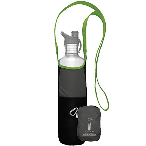 ChicoBag Bottle Sling rePETe Recycled Water Bottle Carrier Bag with Pouch Limestone 2 Pack
