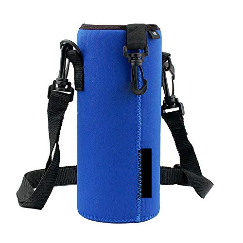 Loneflash Neoprene Water Bottle Carrier Bag Pouch Cover1000ML Insulated Neoprene Water Gym Travel bottle Holder Protector Sleeve Case Pouch Cover Great for Stainless Steel and Plastic Bottles Blue