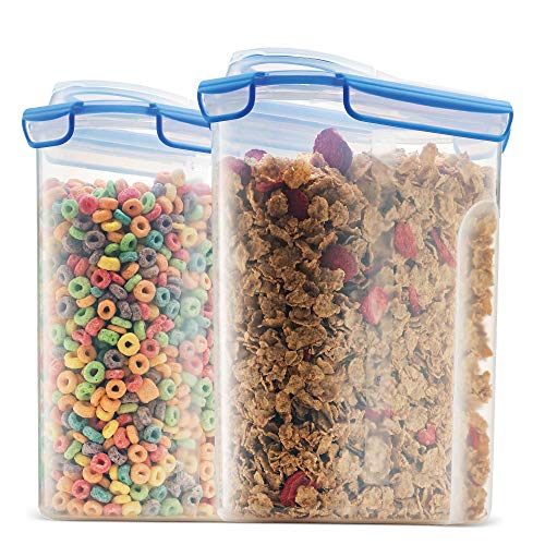Extra Large Cereal Containers Storage Set 2pk168oz-21cup Airtight Silicone Sealed Locking Lids Maintains Freshness -Space Saving Cereal Container -Food Storage Containers For Flour Sugar Rice Etc