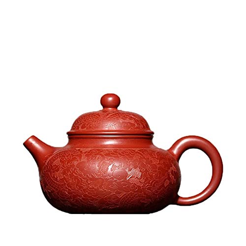 Chinese teapot Dragon Teapot Unquestionable Handmade Illustrious Yung-day Tea Teapot Effort Ore Zhuni Big Red Yixing clay teapot Color  Big red pouch