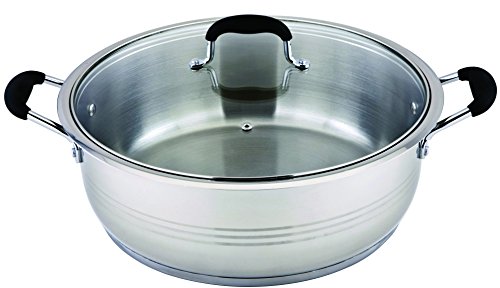All American Collection 10 Quart Stainless Steel Low Pot with Thick Capsule Silicone Handles and Knobs
