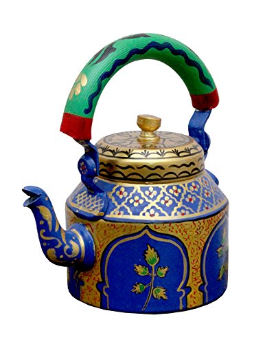 Prastara Indian Hand-Painted Tea Pot Tea Kettle Vintage Teapotuse in Culture FunctionPicnic Showpiece