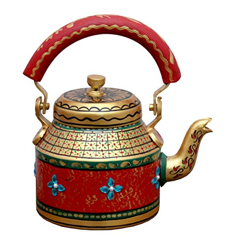 Prastara Indian Hand-Painted Tea Pot Tea Kettle Vintage Teapotuse in Culture FunctionPicnic Showpiece