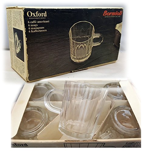 Vintage Bormioli Oxford Vitrosax Demitasse Expresso Glass CupMug 3 oz Set of 6