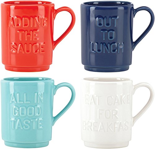All In Good taste Words Stackable Mugs Set of 4 Multi