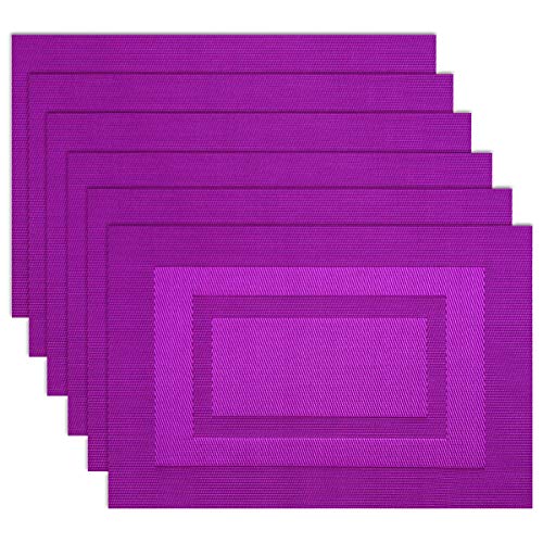 pigchcy PlacematsWashable Woven Vinyl Placemats for Dining TableEasy to Clean Plastic Placemats Set of 618X12Elegant Noble Purple