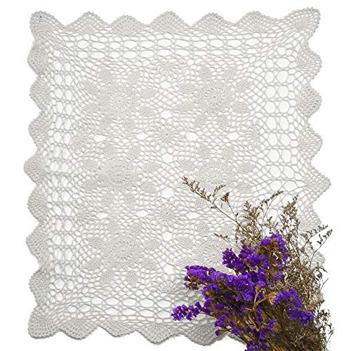 yazi Tablecloth Handmade Crochet Cotton Lace Rectangular Table Placemat Sofa Doilies White Color 16x24