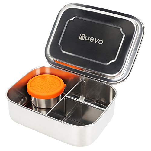 Stainless Steel Lunch Containers for Adults and Kids with Leakproof Dips Condiment Container 33oz 3 Compartment Metal Bento Box Healthy Durable BPA-Free All Stainless