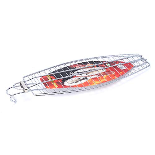KUKALE Barbecue Grilling Basket - Hangable Grilled Folder for FishVegetables SteakShrimp Chops BBQ Picnic Tools