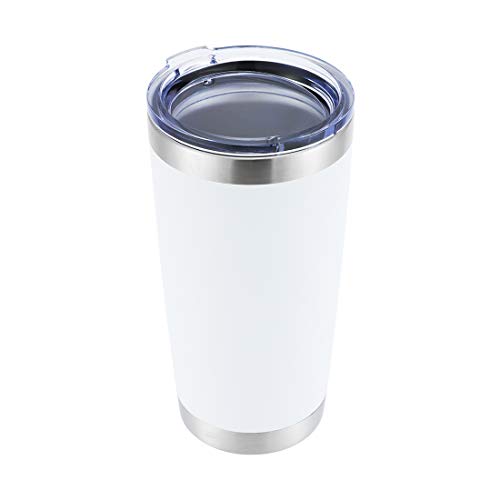DOMICARE 20oz Stainless Steel Tumbler with Lid Double Wall Vacuum Insulated Travel Mug Durable Powder Coated Insulated Coffee Cup 1 Pack White