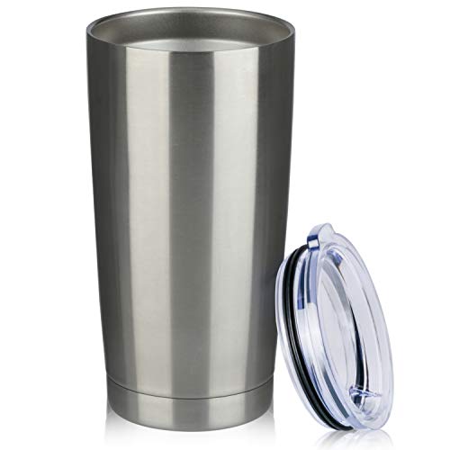 MEWAY 20oz Double Wall Vacuum Insulated Travel Mug Stainless Steel Tumbler with Lid Durable Powder Coated Insulated Coffee Cup for Cold Hot Drinks Silver 1