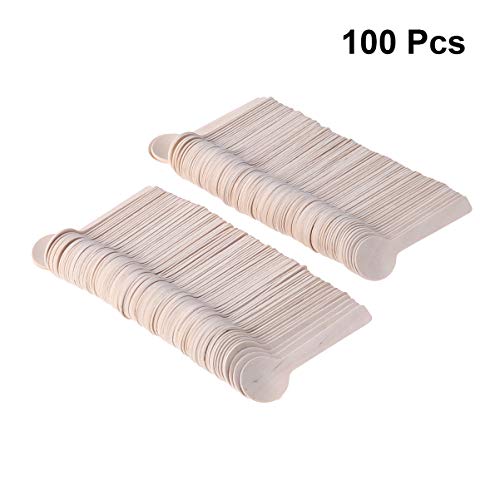 Hemoton Wooden Disposable Spoons 100 Packs Mini Wooden Spoons Eco Friendly Biodegradable Wood Utensils Cutlery Perfect for Crafts Sugar Scrubs Tasting and Sampling - 39 Inches