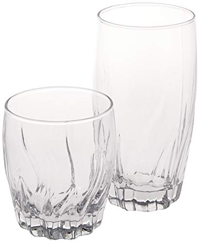 Anchor Hocking Central Park Small and Large Drinking Glasses 16-Piece Glassware Set - 84807AHG17