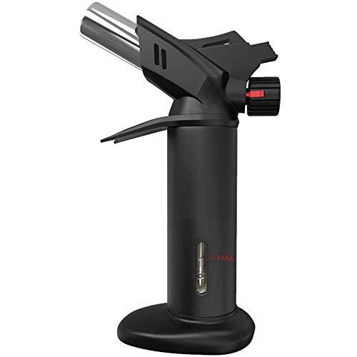 Culinary Torch for Cooking - Butane Fuel Not Included - Refillable Food Butane Blow Torch To Perfectly Sear Steak Fish - Creme Brulee Torch with Finger Guard and Gas Gauge