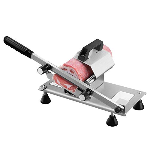 Feceyq Manual Frozen Meat Slicer Meat Cheese Food Slicer Vegetable Slicing Machine Stainless Steel Meat Cutter Beef Mutton Roll Meat Cleaver for Deli Home Kitchen