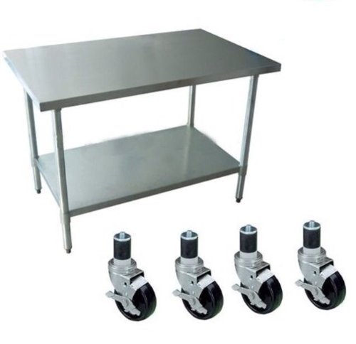 Work Table with 4 Casters Wheels Stainless Steel Food Prep Worktable 24 X 24