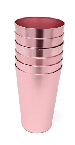Aluminum Tumbler Reusable 18 OZ Drinking Cups - Bright Anodized Color - Set of 6 - Pink