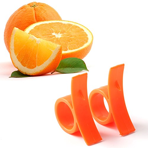 Happybuy Orange Peeler Orange Opener Peeler Slicer Cutter Plastic Lemon Citrus Fruit Skin Remover set of 2