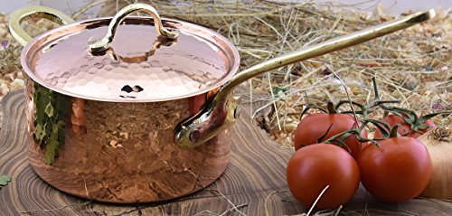 New Demmex 1.2mm Thick Hammered Copper Saucepan With Lid & Helper Handle (1.7-quart)