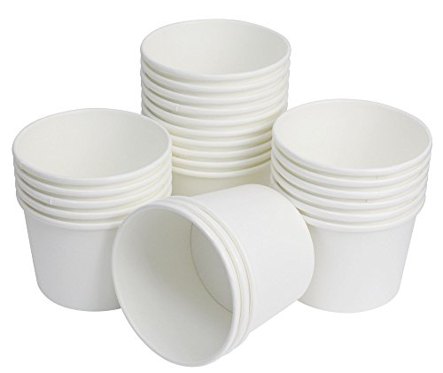 25 Count Disposable Hot and Cold Food Storage Paper Containers Durable Ice Cream Cups for Frozen Desserts Hot Soups or Any Food You Desire 16 Ounce White