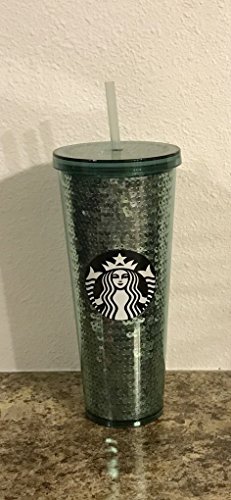 Starbucks 2017 Holiday Green Sequin Venti 24Oz Cold Cup Tumbler