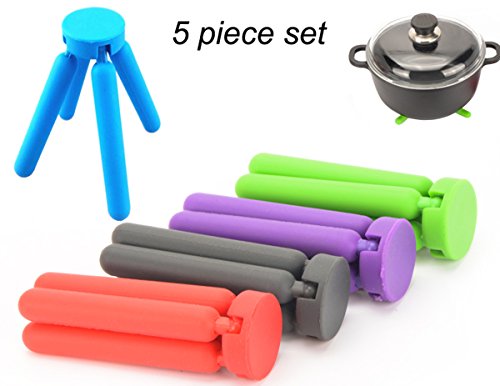 5Pack Foldable Silicone Trivets Ksendalo pot coasterphone holder Collapsibledetachableheavy-duty 5 Colors
