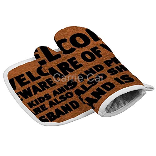 Welcome Beware of Wife Kids and Pets are Also Shady Husband is Cool Oven Gloves Microwave Gloves Barbecue Gloves Kitchen Cooking Bake Heat Resistant Gloves Combination