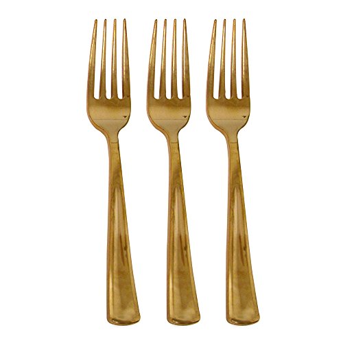 96 Gold Plastic Forks Elegant And Disposable Shiny Gold 24K Look Flatware Includes 96 High Quality Gold Forks