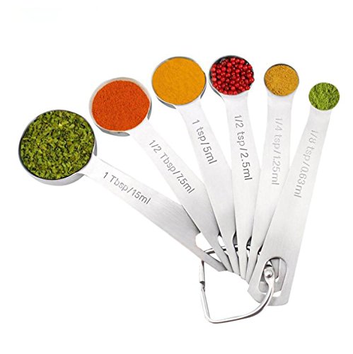 6-piece Measuring Spoon Set 18 Tsp 14 Tsp 12 Tsp 1 Tsp 12 Tbsp 1 Tbspfor Portioning Tea Flour Spices Medicine More