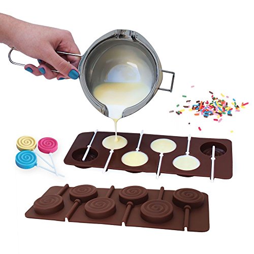 Stainless Steel Chocolate Melting Pot  Silicone Lollipop Mold With Sticks